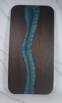 Walnut River Board with Blue Mica Pigment