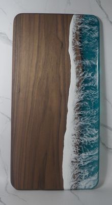 Walnut Wave Board with Teal Tinted Resin