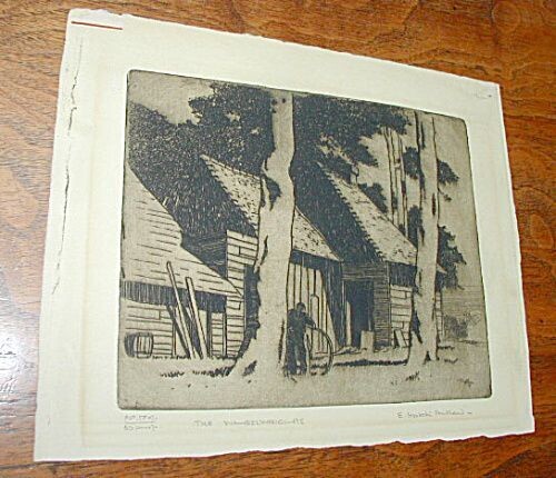 THE WHEELWRIGHTS ETCHING BY BRITISH ARTIST HESKETH HUBBARD