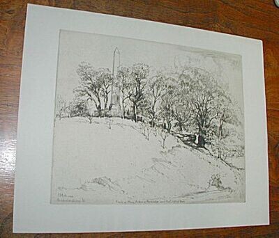 WASHINGTON TOMB, FREDERICKSBURG, VIRGINIA ETCHING BY ERNEST DAVID ROTH