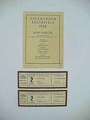 1958 SALZBURG FESTIVAL GIUSEPPI VERDI DON CARLOS OPERA PROGRAM AND TICKETS
