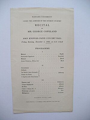 1930 HARVARD UNIVERSITY PIANO MUSIC CONCERT RECITAL BY GEORGE COPELAND