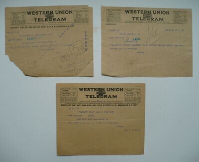 3 TELEGRAMS FROM HERBERT HOOVER, PRESIDENT AND COMMERCE SECRETARY