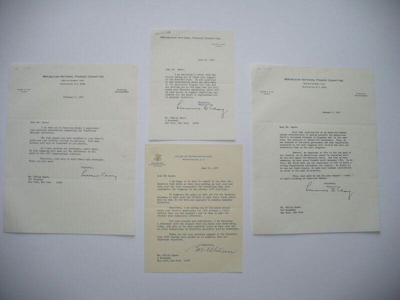 1966 & 1967 GENERAL LUCIUS D. CLAY AUTOGRAPHED LETTERS POLITICAL CAMPAIGN