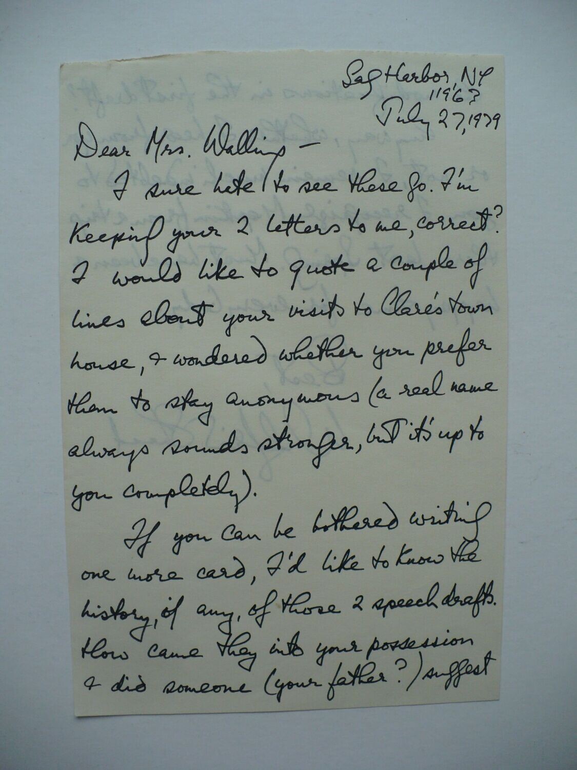 2 PAGE LETTER BY AMERICAN NOVELIST WILFRID SHEED REGARDING CLARE BOOTHE LUCE BOOK