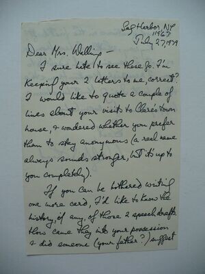 2 PAGE LETTER BY AMERICAN NOVELIST WILFRID SHEED REGARDING CLARE BOOTHE LUCE BOOK