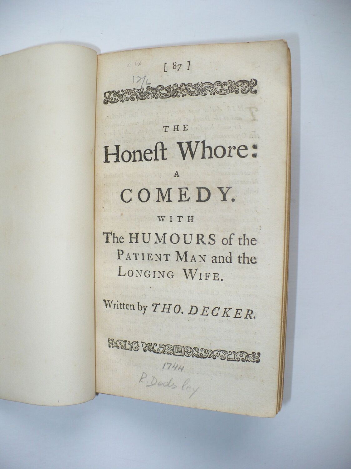 1744 ENGLISH PLAY HONEST WHORE HUMOURS OF THE PATIENT AND LONGING WIFE