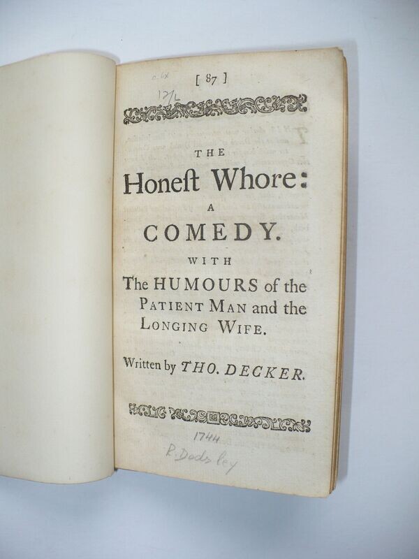 1744 ENGLISH PLAY HONEST WHORE HUMOURS OF THE PATIENT AND LONGING WIFE