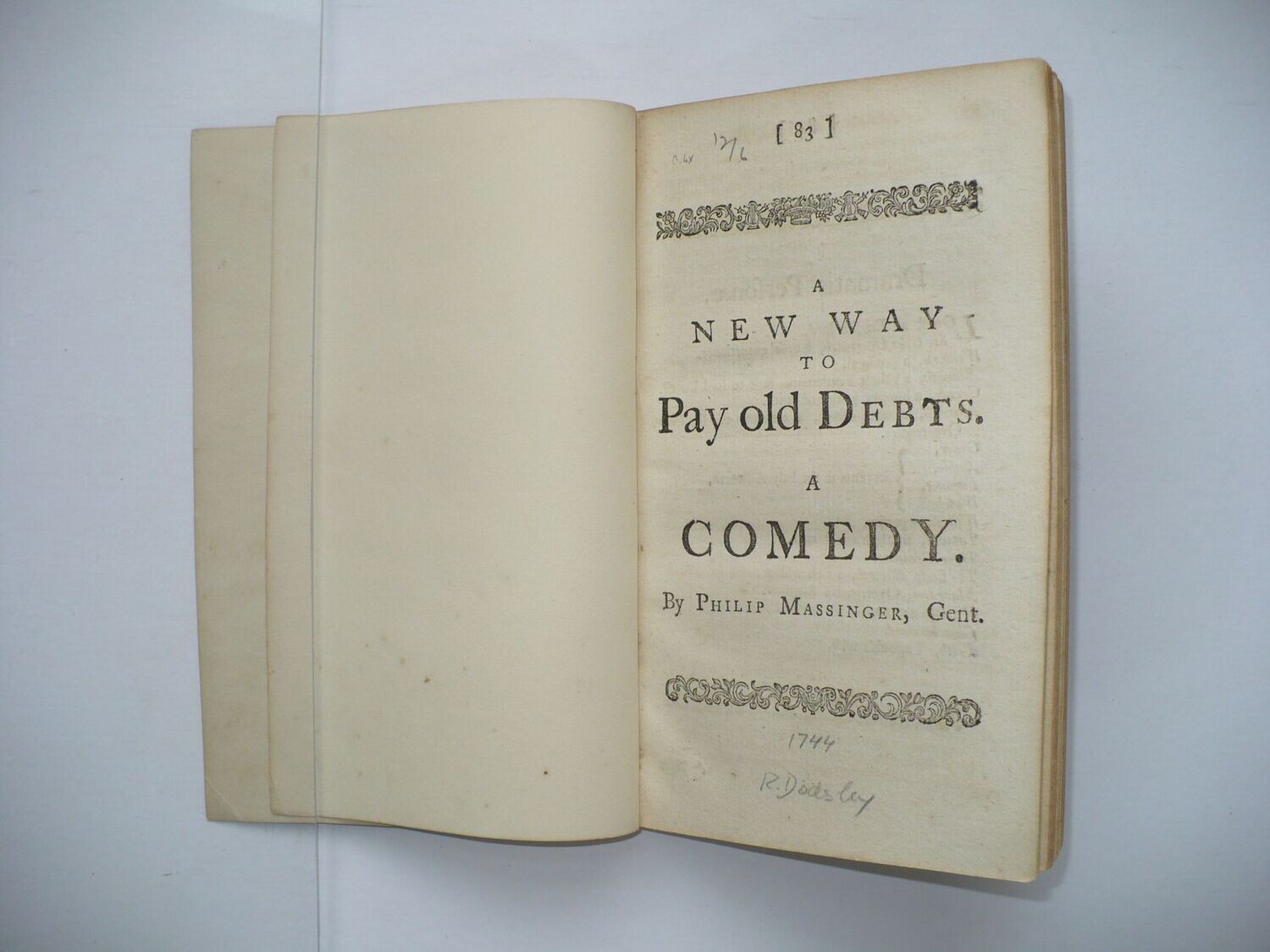 1744 PHILIP MASSINGER ENGLISH PLAY A NEW WAY TO PAY OLD DEBTS