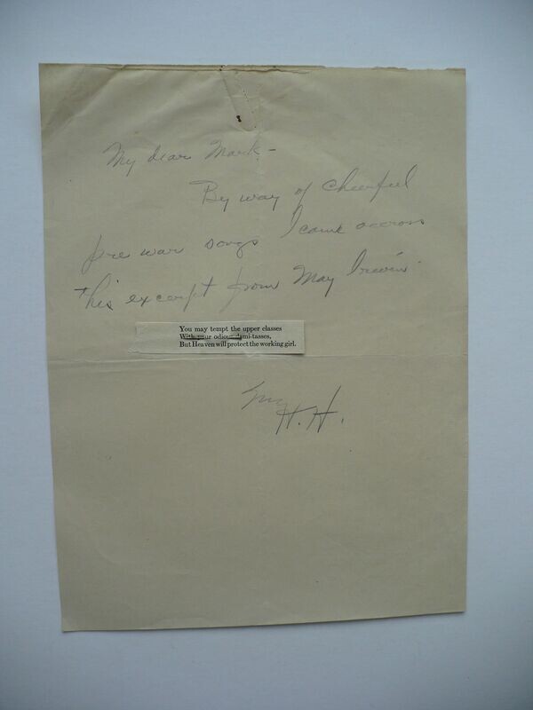 RARE HERBERT HOOVER HAND-WRITTEN LETTER NOTE WITH PINNED SONG VERSE