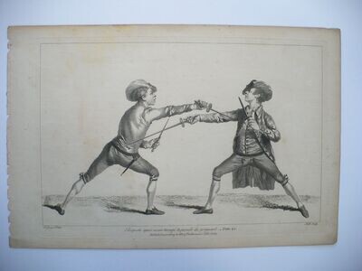 RARE 1763 SWORD FENCING ENGRAVING BY HALL AFTER JAMES GWYNN