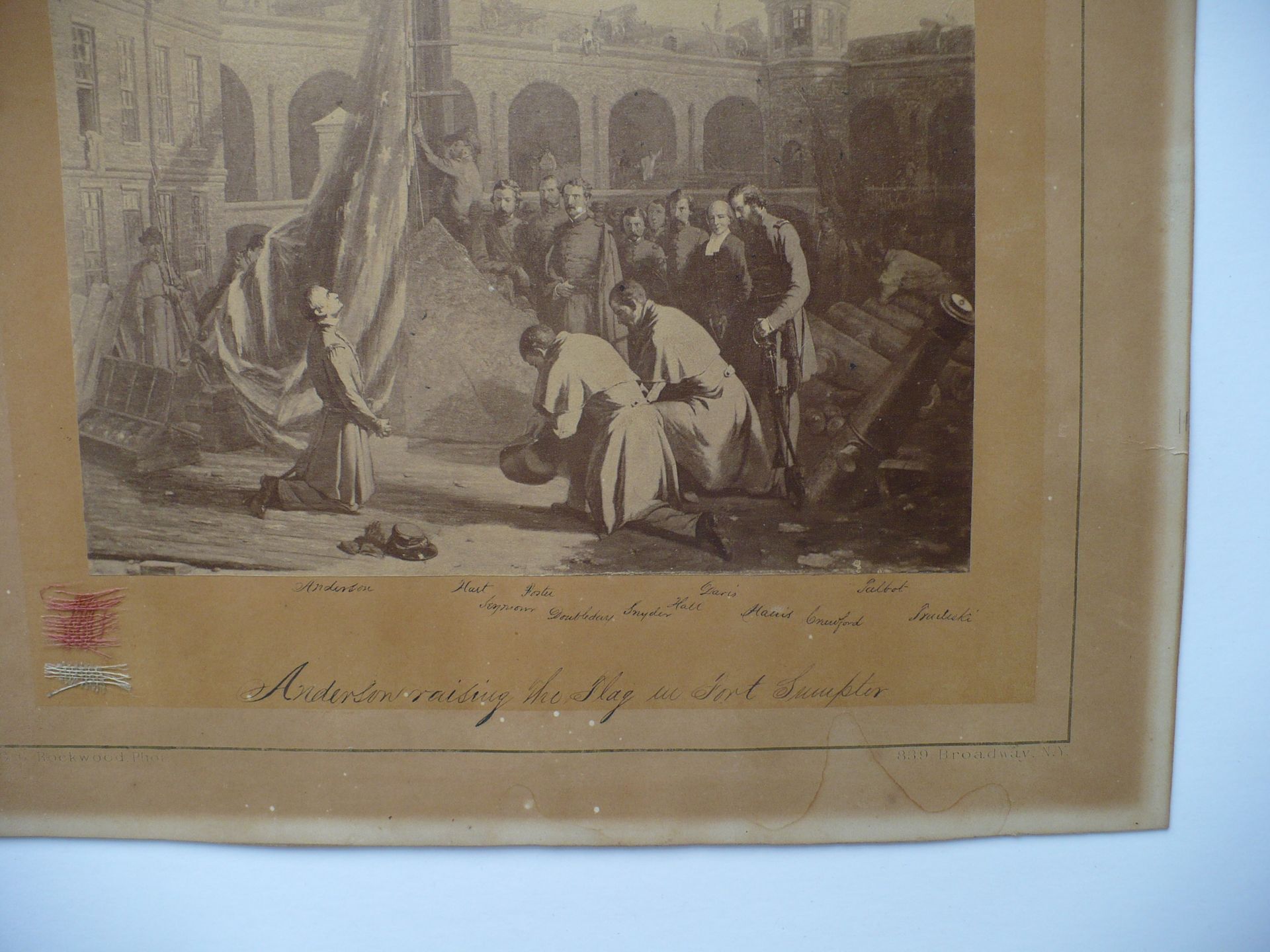 1860'S CIVIL WAR ALBUMEN PHOTOGRAPH BY GEORGE ROCKWOOD OF MAJOR ROBERT ANDERSON RAISING THE FLAG AT FORT SUMPTER