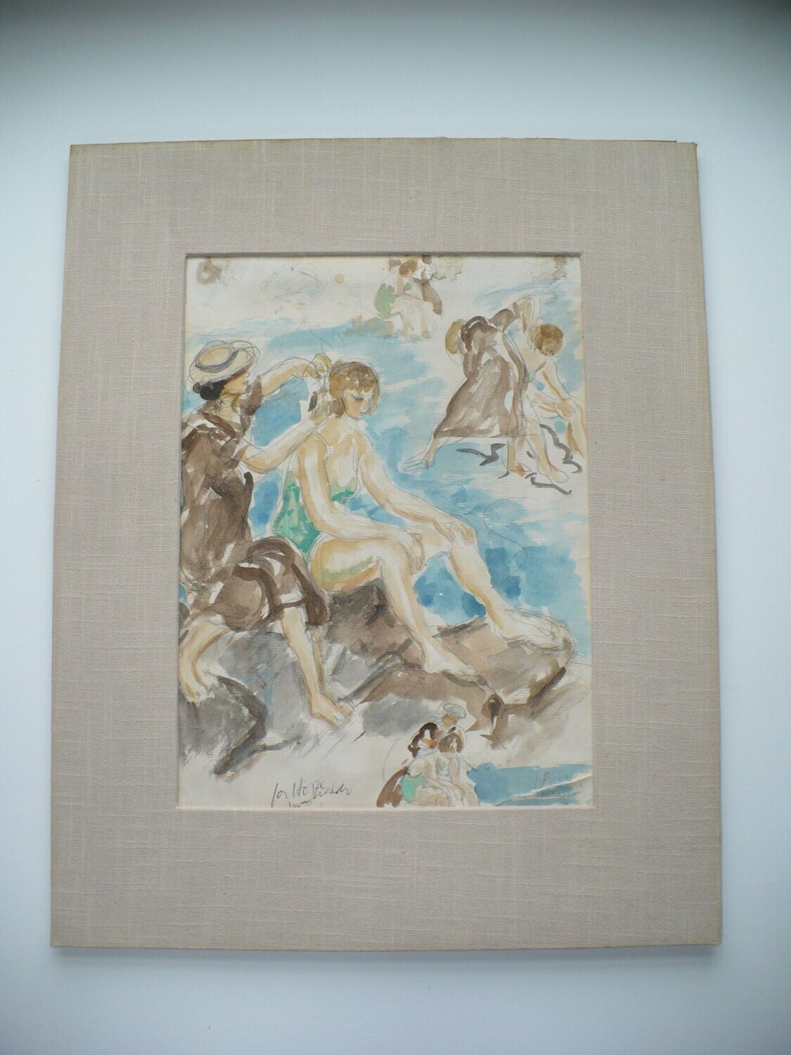 ECCENTRIC AMERICAN ARTIST WALDO PEIRCE WATERCOLOR PAINTING BANGOR MAINE, 1935