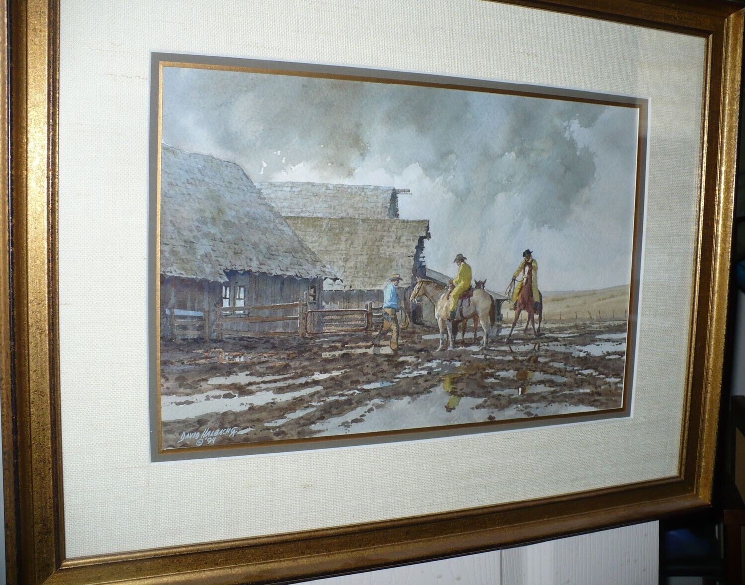 WESTERN COWBOY ARTIST DAVID HALBACH WATERCOLOR PAINTING