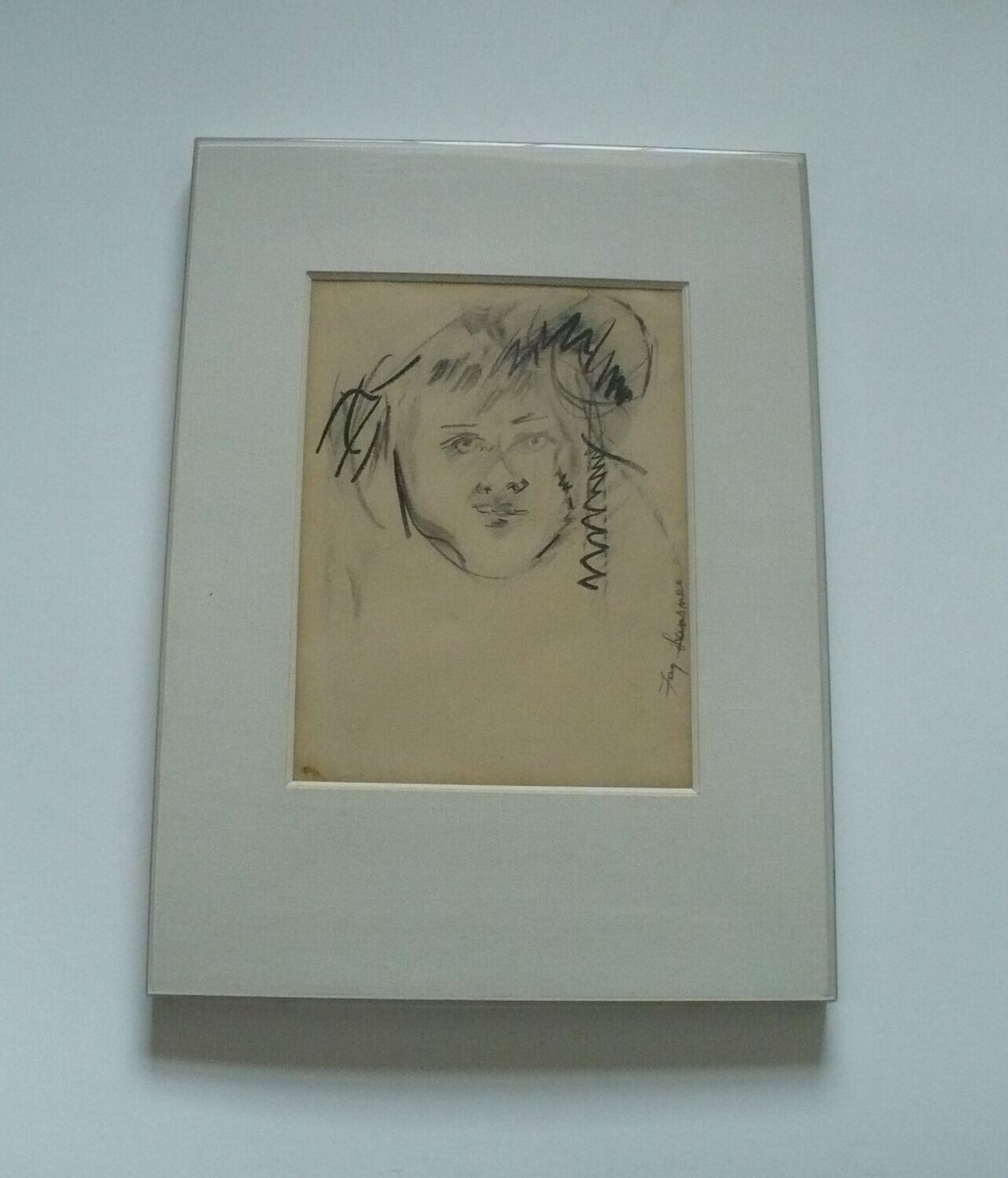 1959 AMERICAN ARTIST FAY LANSNER CHARCOAL DRAWING, ROBERT KULICKE FRAME, NEW YORK