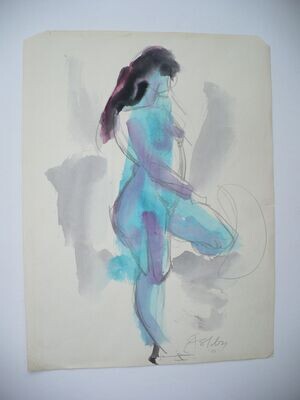 CARL ASHBY NEW YORK ARTIST NUDE ABSTRACT WATERCOLOR PAINTING, PROVINCETOWN