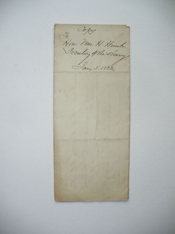 1882 LETTER COPY TO HENRY HUNT NAVY SECRETARY RIFLE RANGE INCIDENT BOSTON NAVY YARD