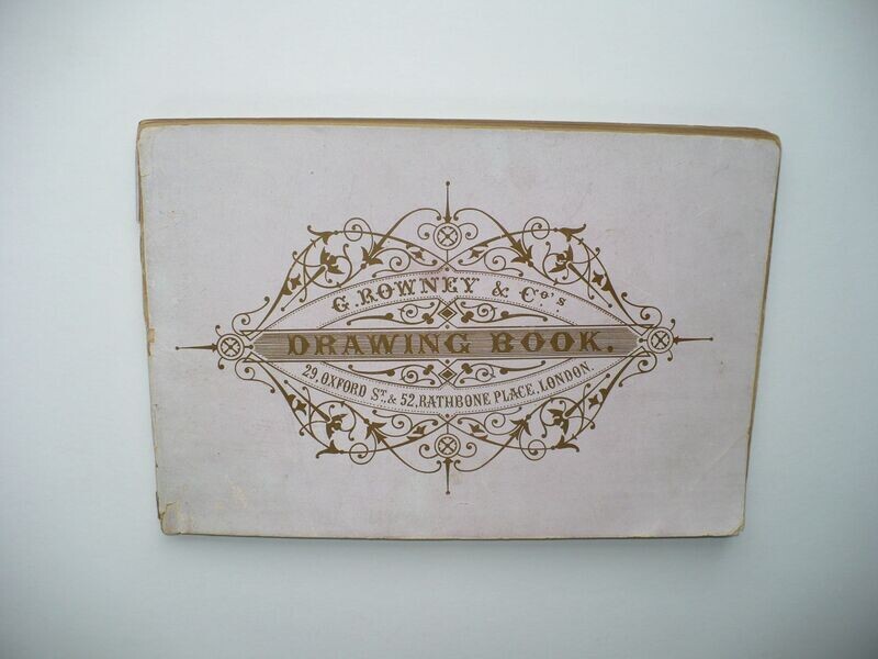 GROUP OF 1800'S DRAWINGS IN ART BOOK BY SCHOOLGIRL CLARA BAILEY