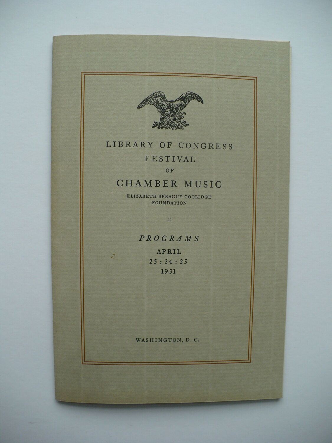1931 LIBRARY OF CONGRESS CHAMBER MUSIC FESTIVAL PROGRAM, OSSIP GABRILOWITSCH, PROKOFIEV