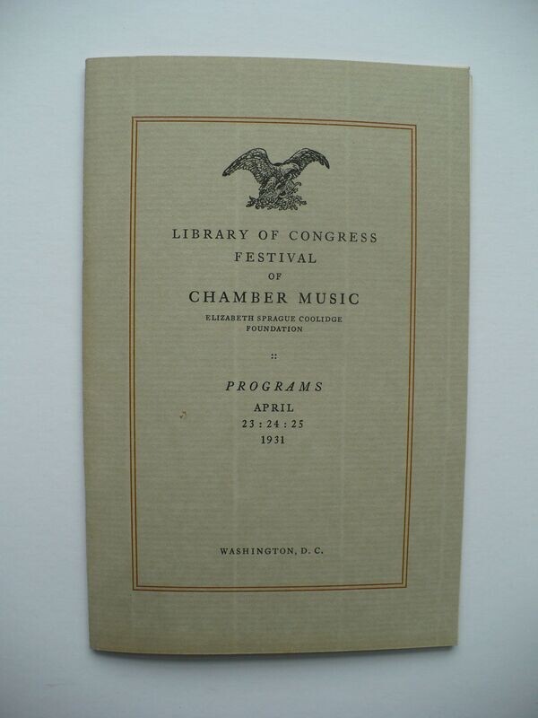 1931 LIBRARY OF CONGRESS CHAMBER MUSIC FESTIVAL PROGRAM, OSSIP GABRILOWITSCH, PROKOFIEV