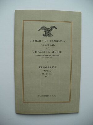 1931 LIBRARY OF CONGRESS CHAMBER MUSIC FESTIVAL PROGRAM, OSSIP GABRILOWITSCH, PROKOFIEV