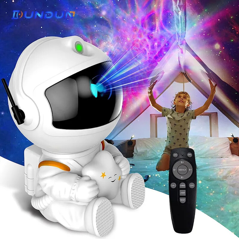 Enhance Your Bedroom Decor with Galaxy Star Projector LED Night Light - Astronaut Projectors Lamp for Stunning Starry Sky, Home Decoration, and Unique Children&#39;s Gifts.