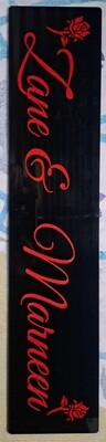 Number plate with vinyl stickers