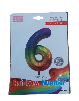 Balloon Giant Number 6 Rainbow