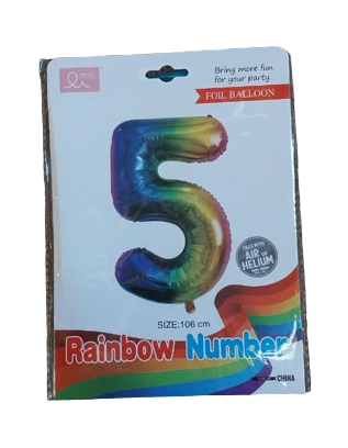 Balloon Giant Number 5 Rainbow
