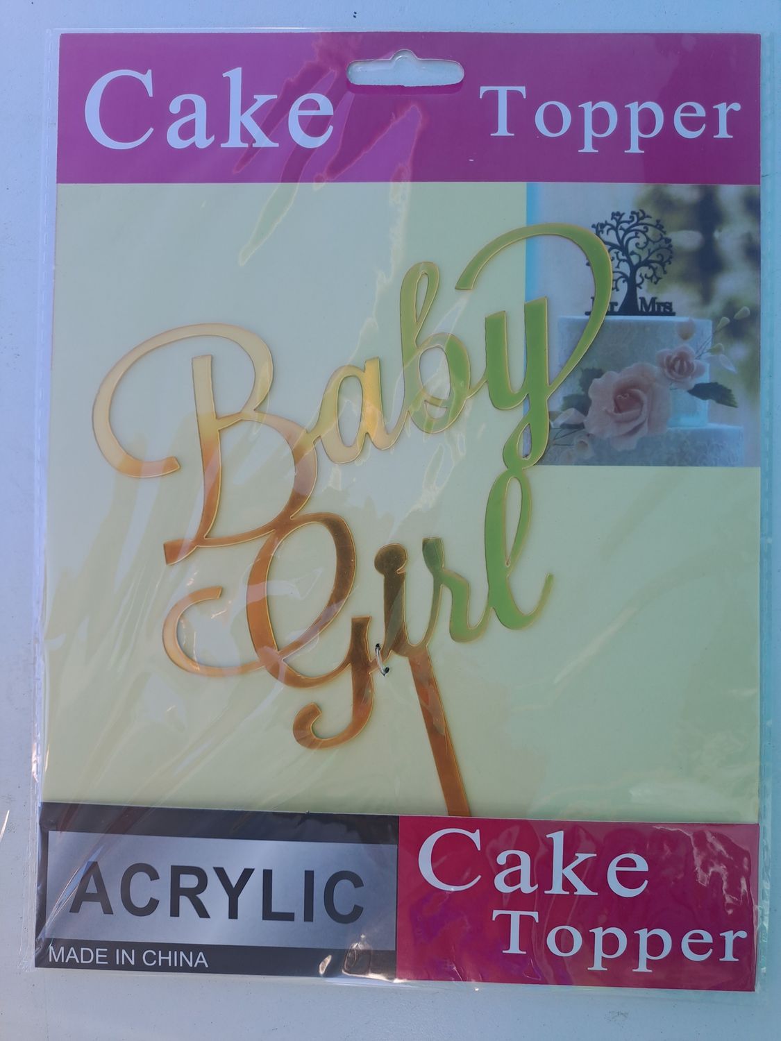 Cake Topper Baby Girl Gold
