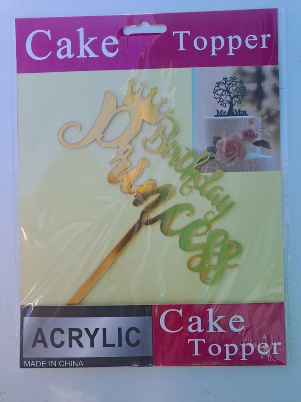 Cake Topper Birthday Princess Gold