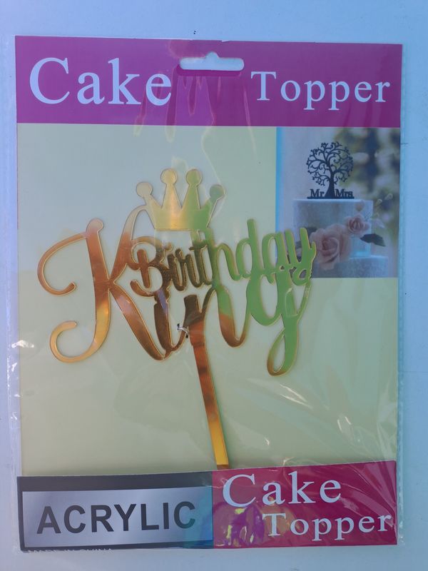 Cake Topper Birthday King Gold