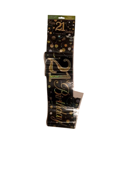 Banner Happy 21st Birthday Black