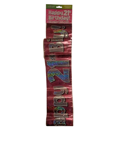 Banner Happy 21st Birthday Pink