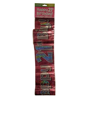 Banner Happy 21st Birthday Pink
