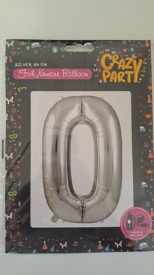Balloon Number 0 Silver 86cm