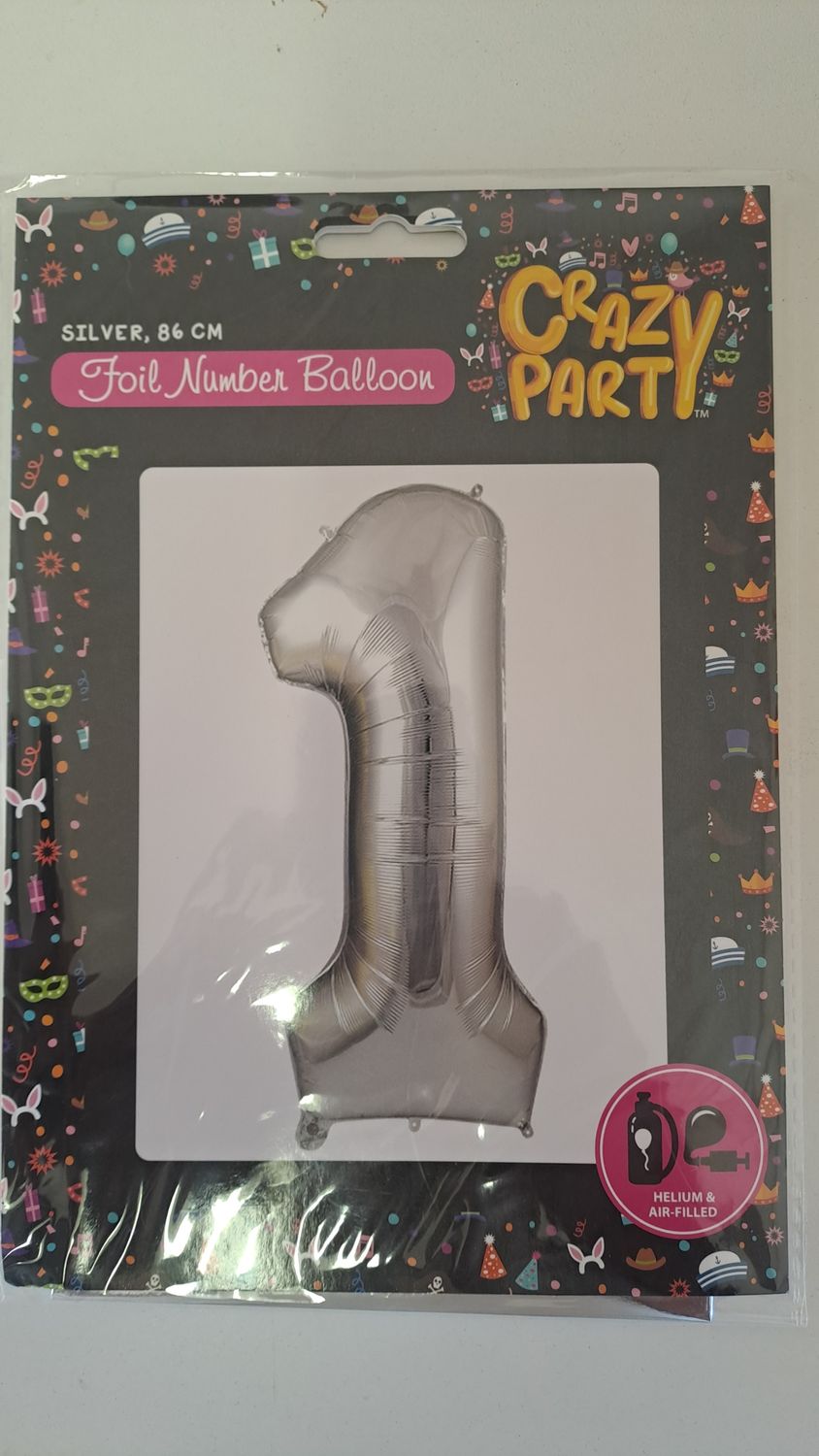 Balloon Number 1 Silver 86cm