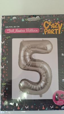 Balloon Number 5 Silver 86cm