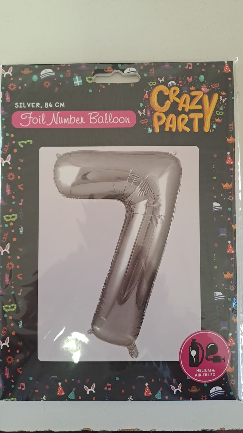 Balloon Number 7 Silver 86cm