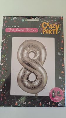 Balloon Number 8 Silver 86cm