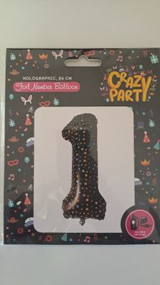 Balloon Number 1 Black Holographic 86cm