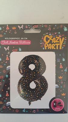 Balloon Number 8 Black Holographic 86cm