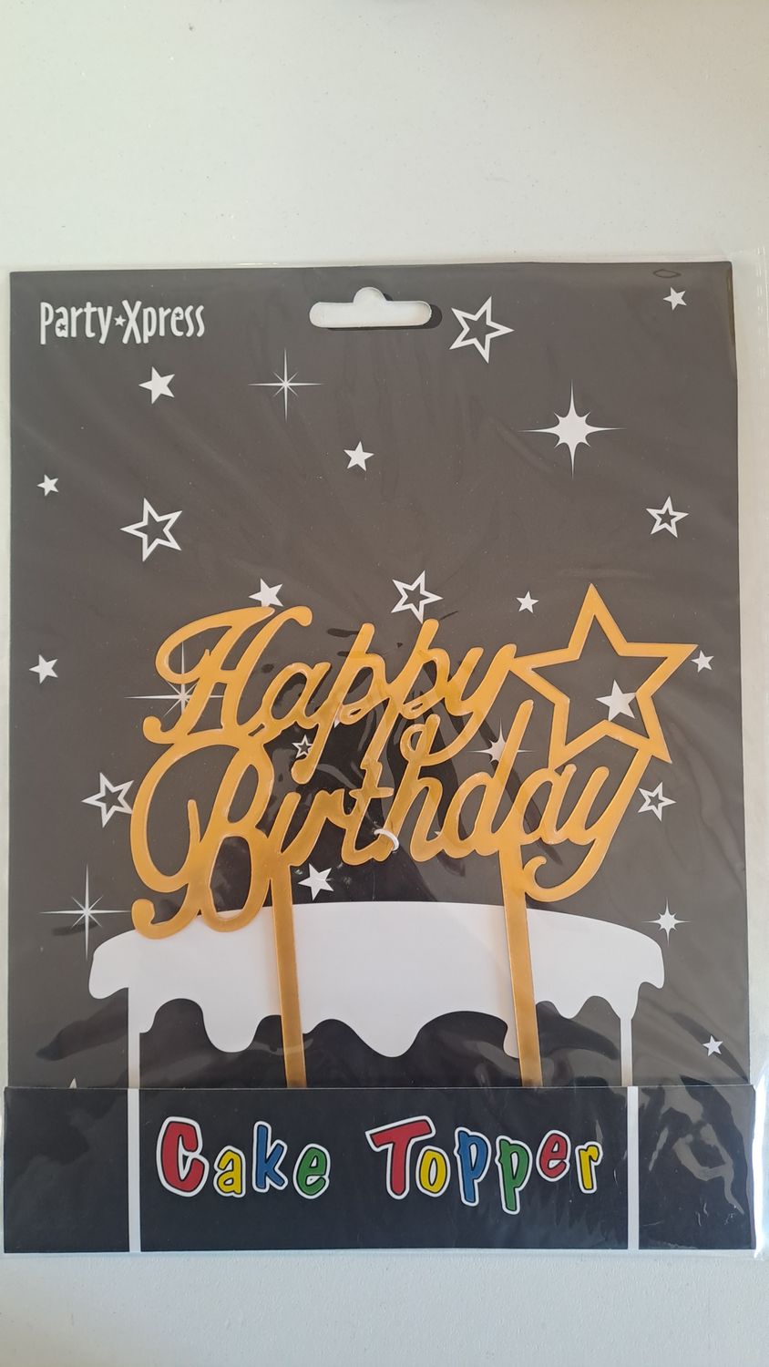 Cake Topper Gold Happy Birthday