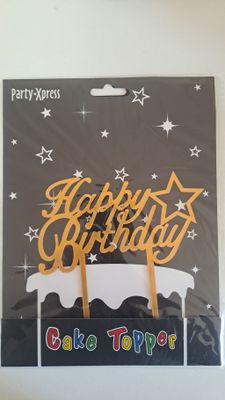 Cake Topper Gold Happy Birthday
