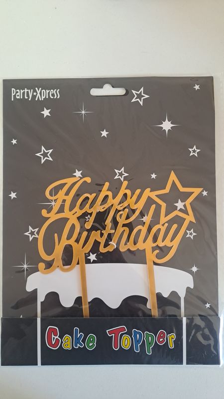 Cake Topper Gold Happy Birthday