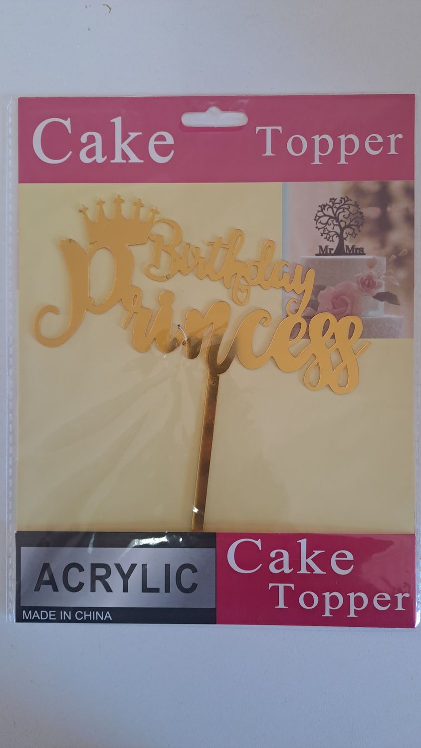 Cake Topper Birthday Princess Gold