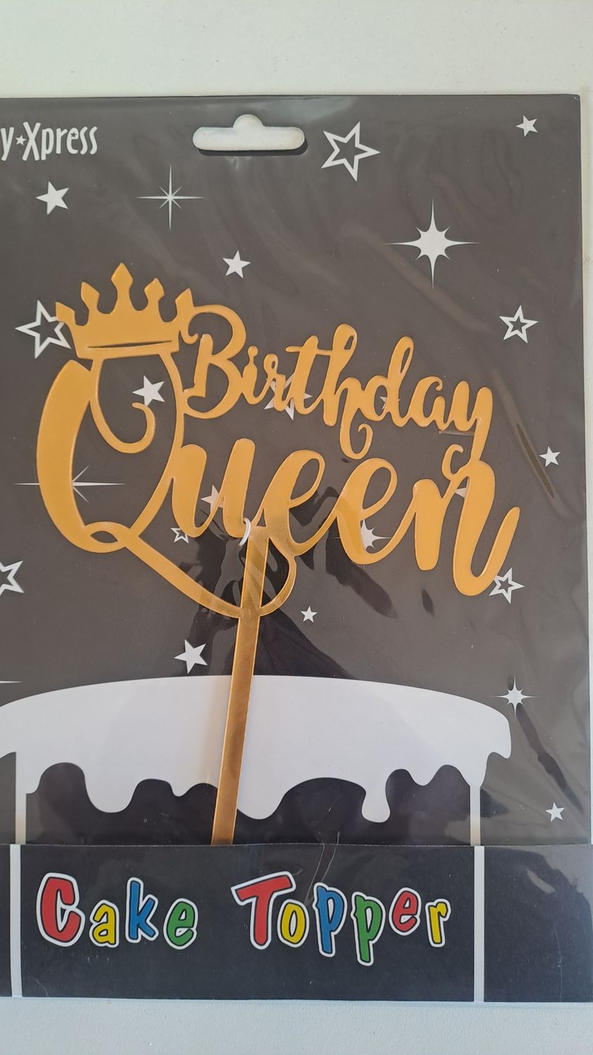 Cake Topper Birthday Queen Gold