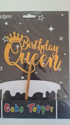 Cake Topper Birthday Queen Gold