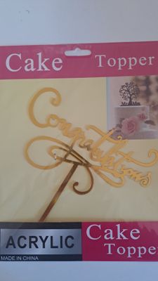 Cake Topper Birthday Congrats Gold