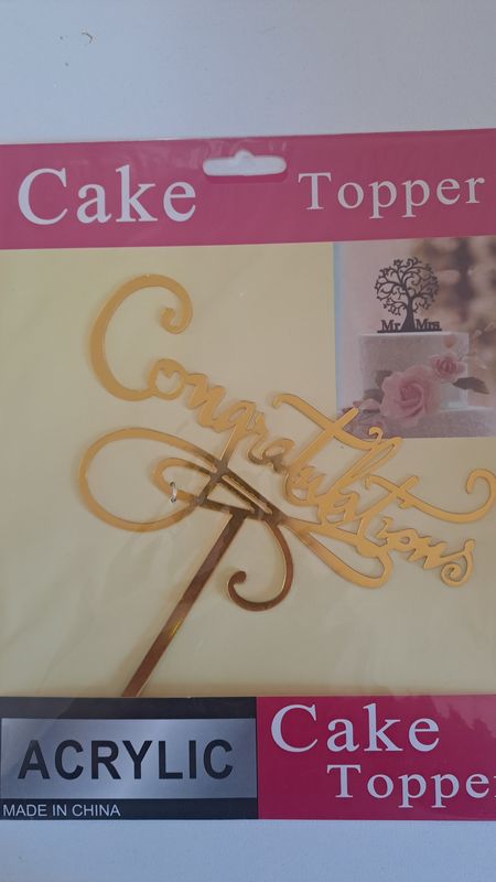 Cake Topper Birthday Congrats Gold